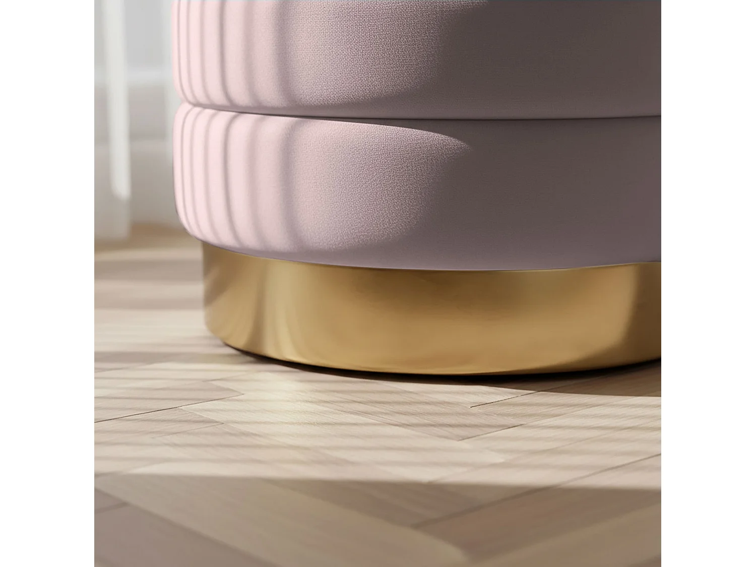 Banc en velours avec rangement 80 cm BELLA Rose Poudré