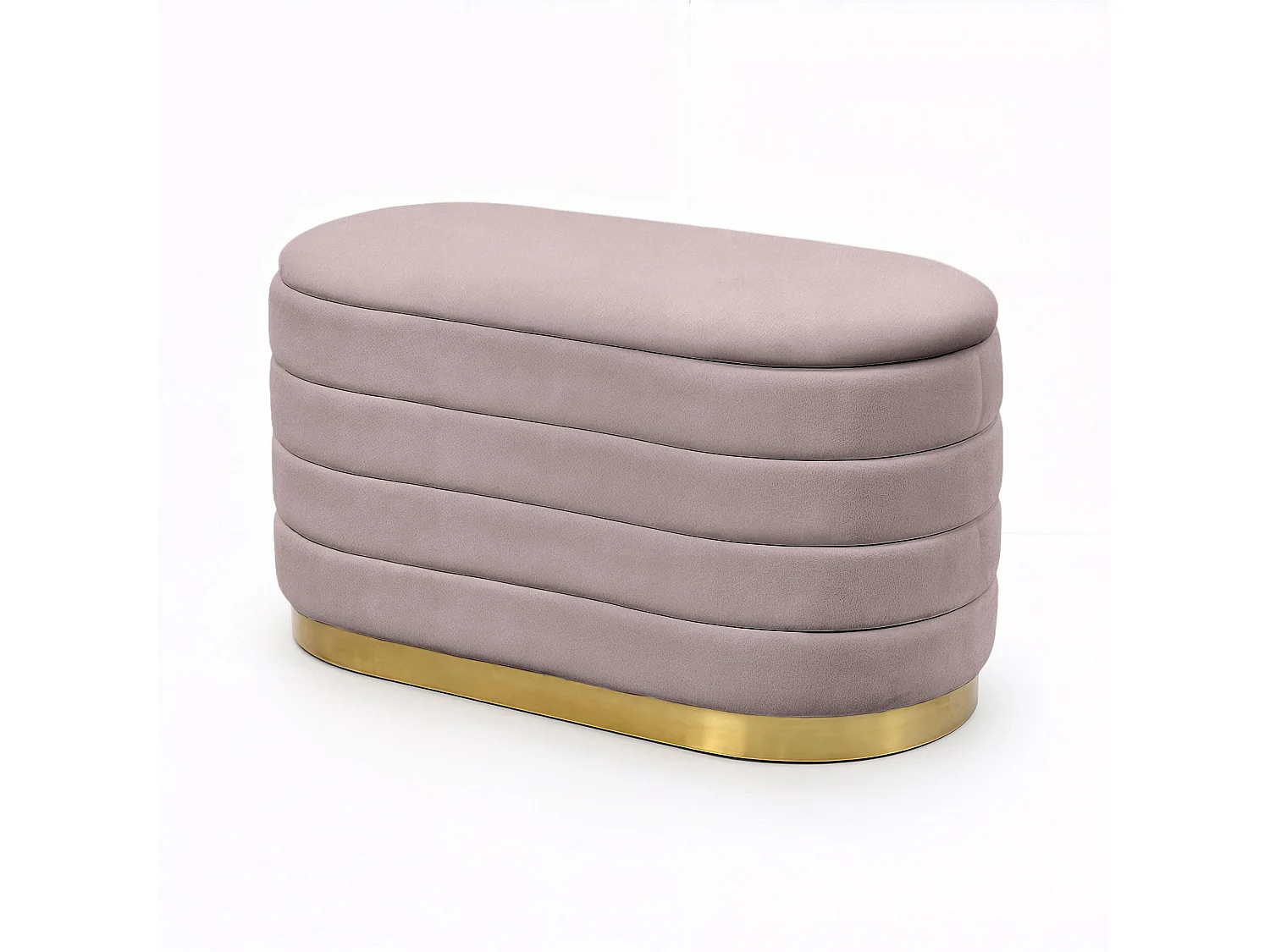 Banc en velours avec rangement 80 cm BELLA Rose Poudré