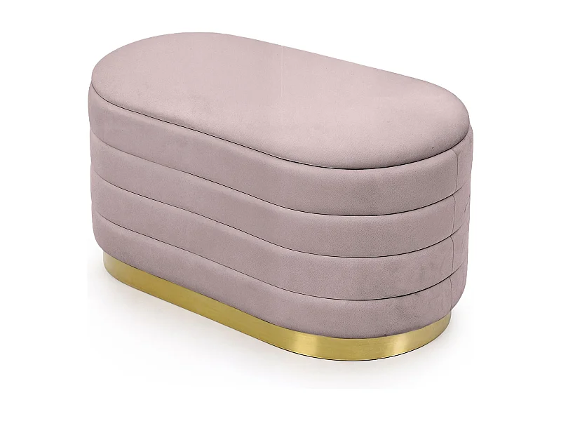 Banc en velours avec rangement 80 cm BELLA Rose Poudré