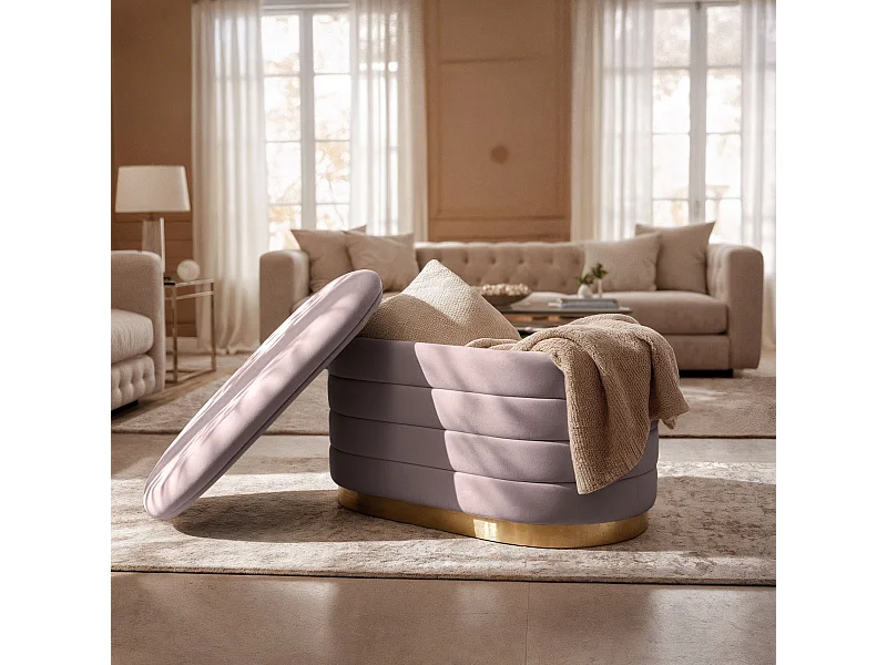 Samt-Sitzbank mit Stauraum 80 cm BELLA Altrosa