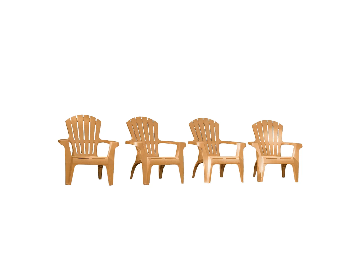 Lot de 4 Fauteuils  Adirondack de jardin en résine empilables Ocre