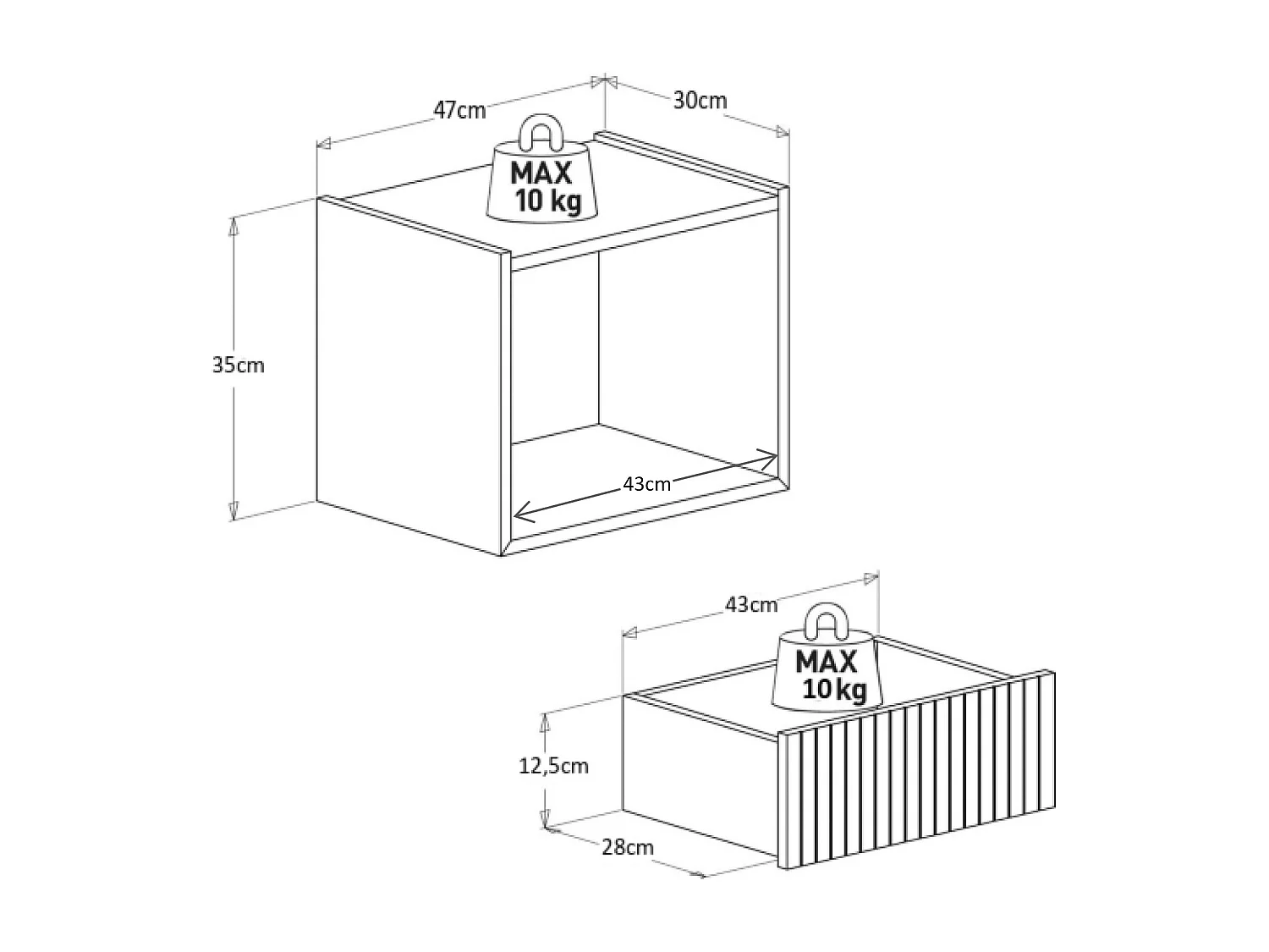 Lot de 2 tables de chevet suspendue 1 tiroir et 1 niche - Bois de teck - Coloris : Naturel - REVUKA