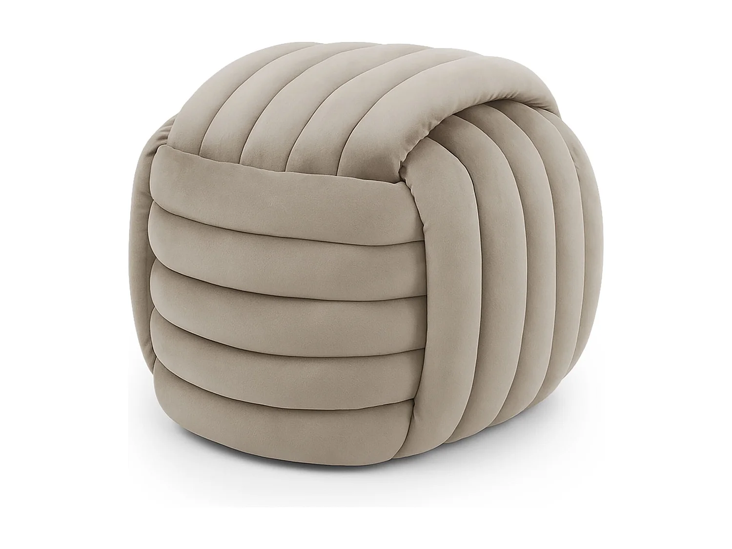 Pouf tressé en velours 53 cm NILO Or beige