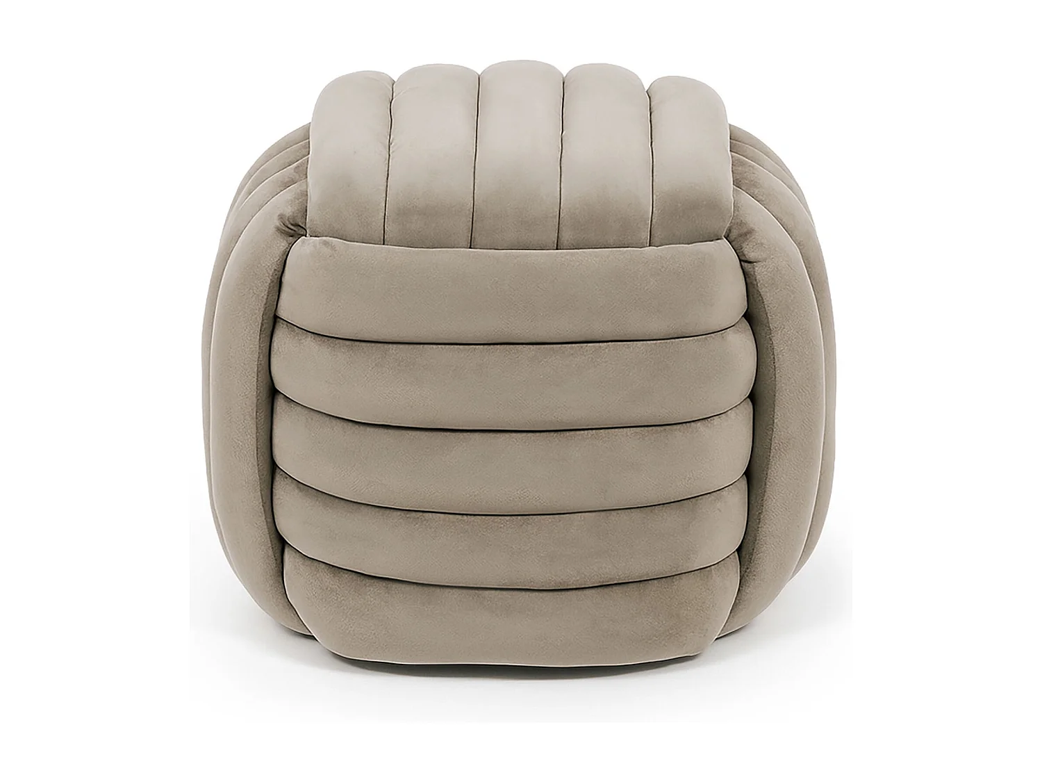 Pouf tressé en velours 53 cm NILO Or beige