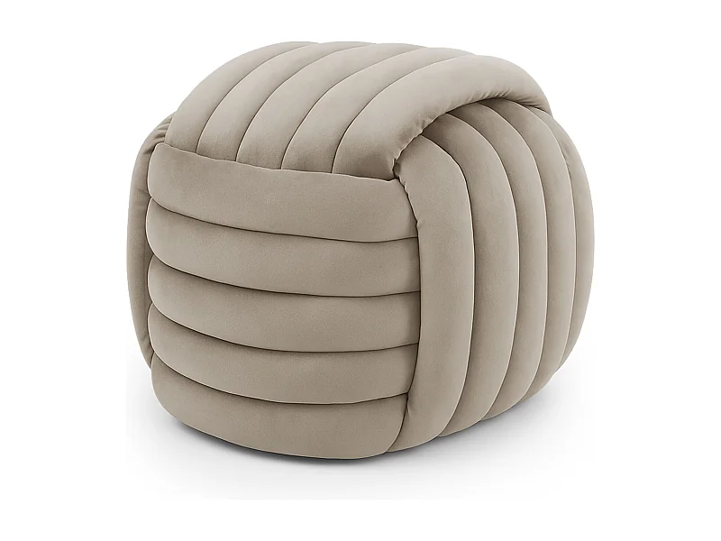 Pouf anudado en terciopelo 53 cm NILO Beige Polvo