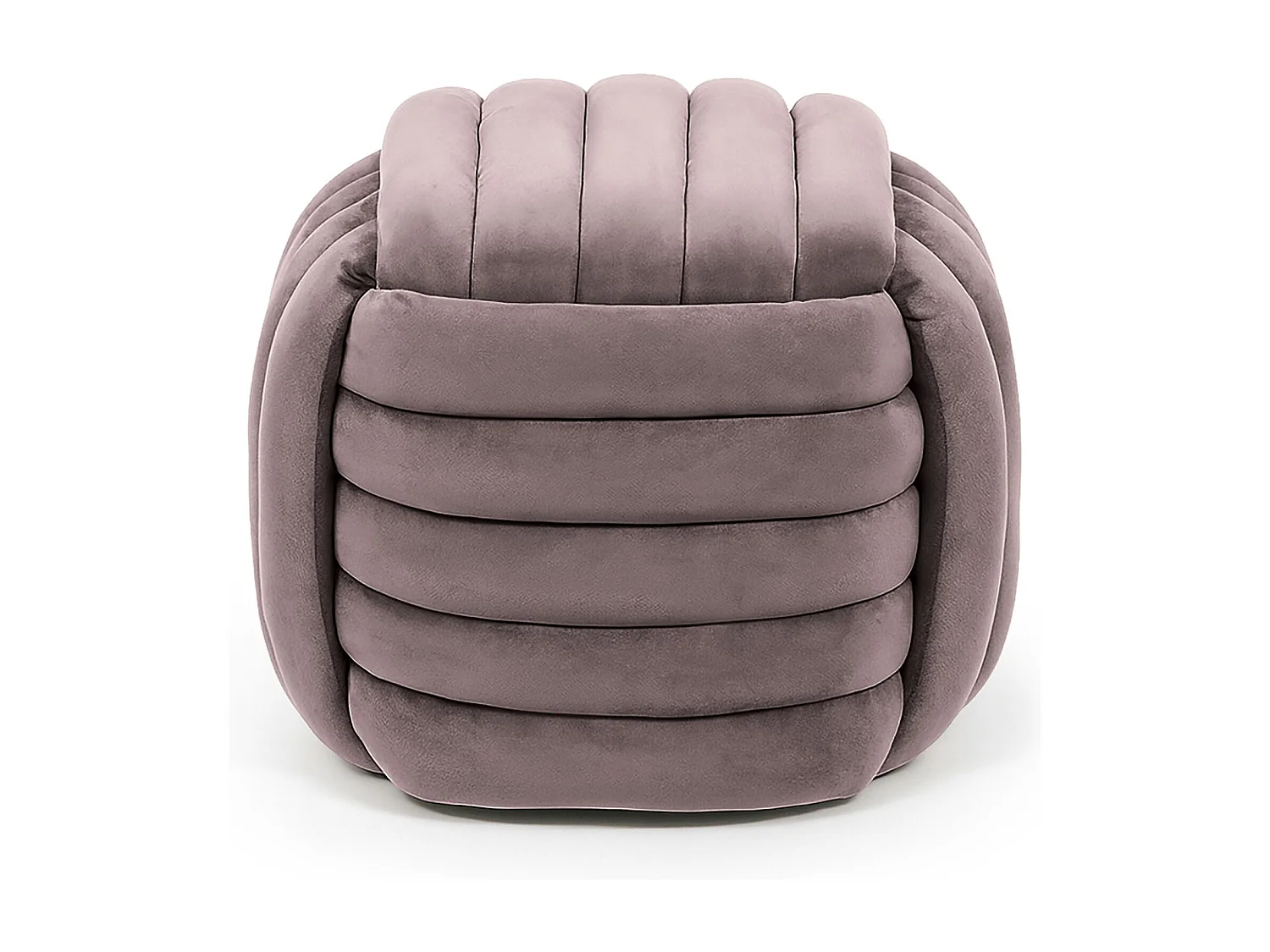 Pouf tressé en velours 53 cm NILO Rose Poudré
