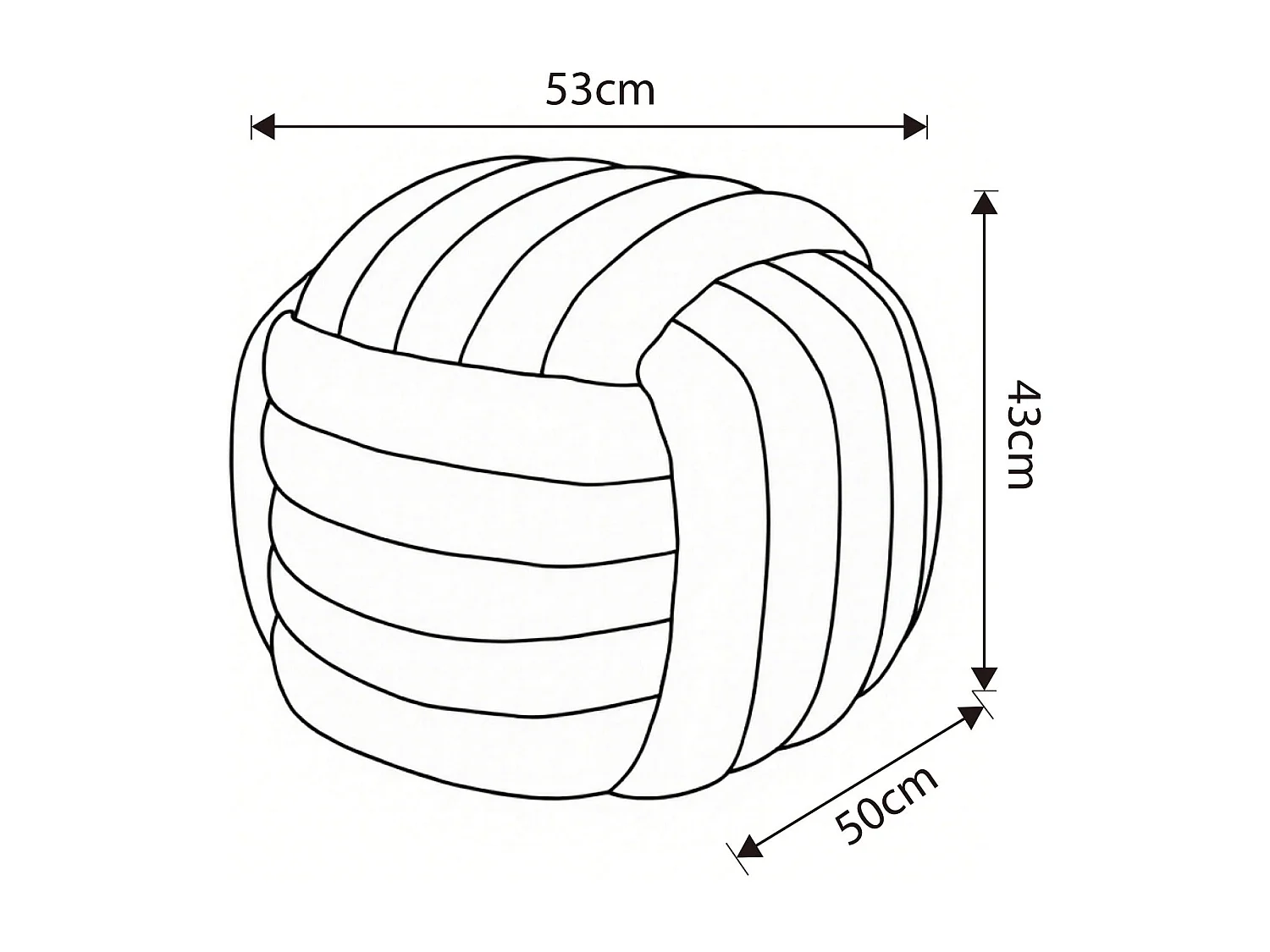 Pouf tressé en velours 53 cm NILO Rose Poudré