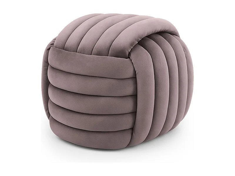 Pouf tressé en velours 53 cm NILO Rose Poudré