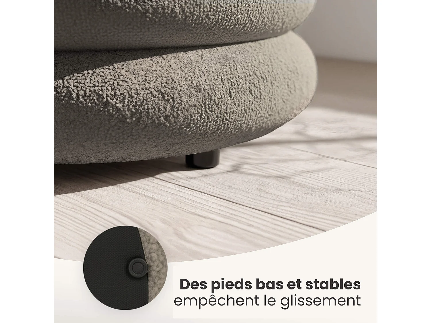 Pouf contenedor cilíndrico en tejido teddy 55 cm MOLLIS Moka