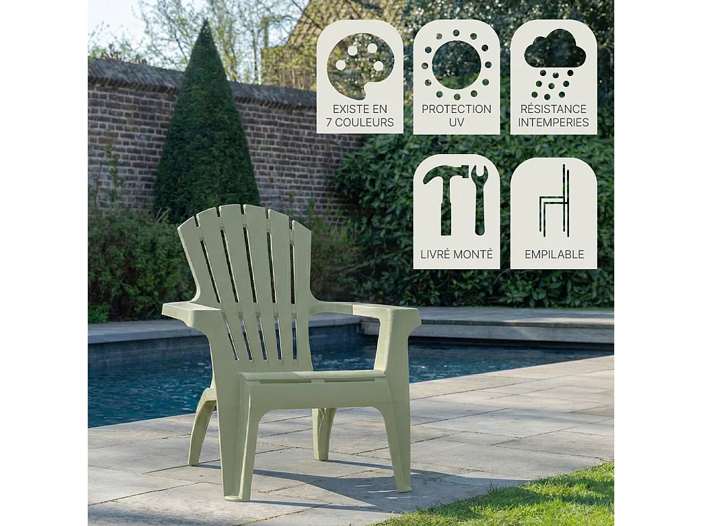 Lot de 2 Fauteuils Adirondack de jardin en résine empilables Vert