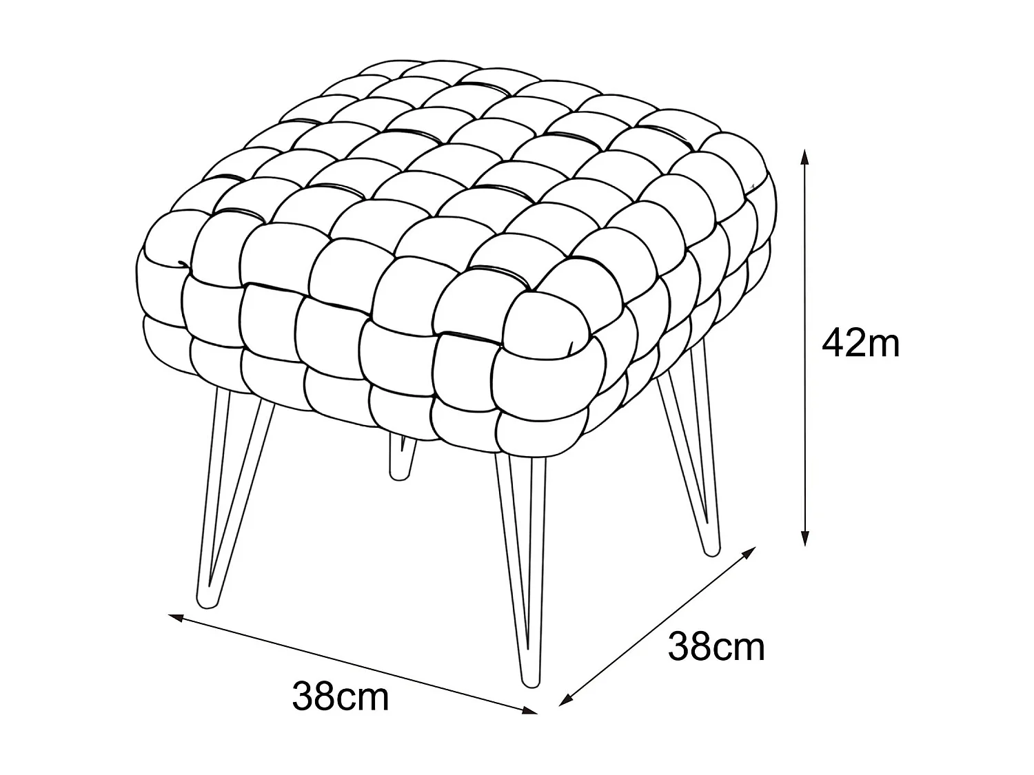 Pouf taburete de terciopelo trenzado 38 cm DOTTY Beige Polvo