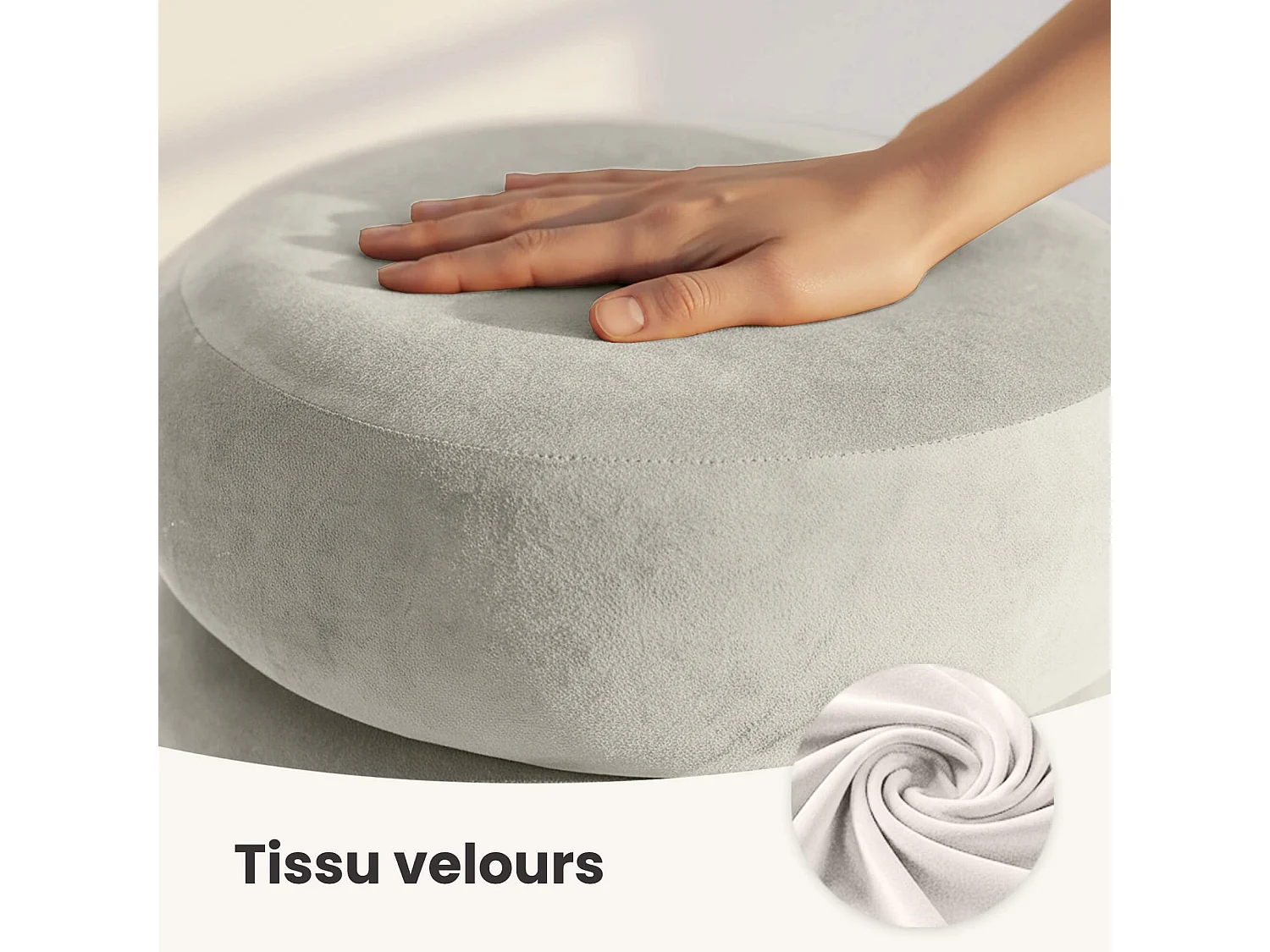 Tabouret en velours avec rangement 42 cm SNUGGO Crème