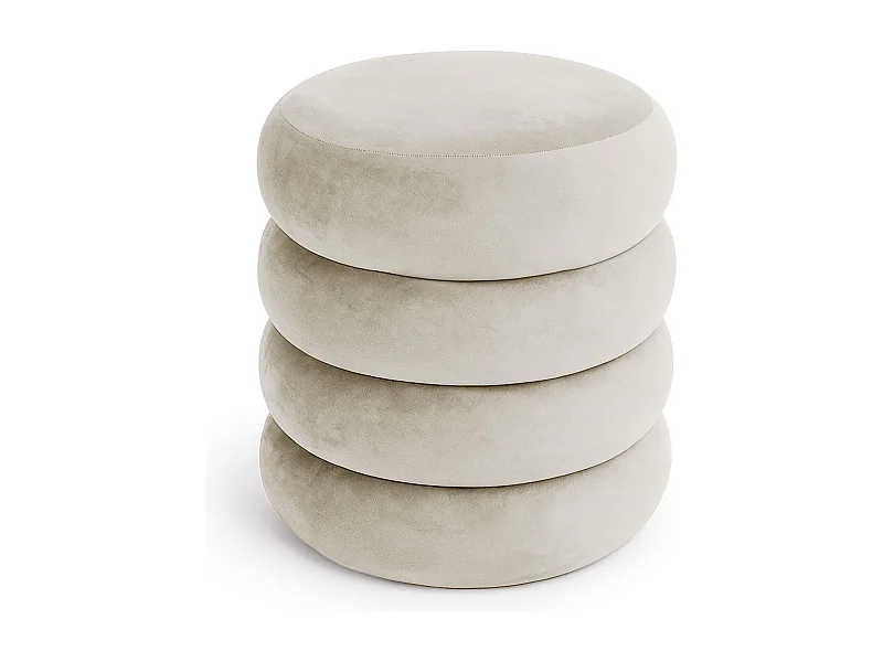 Pouf contenedor cilíndrico en terciopelo 42 cm SNUGGO Crema
