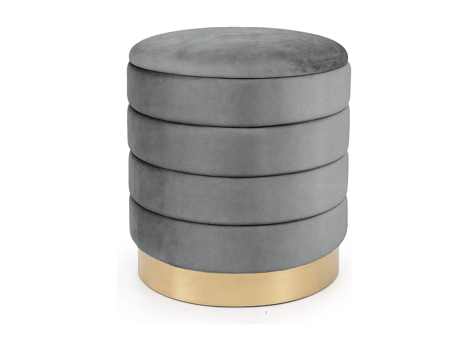 Pouf contenitore cilindrico in velluto 40 cm LUNA Grigio Scuro