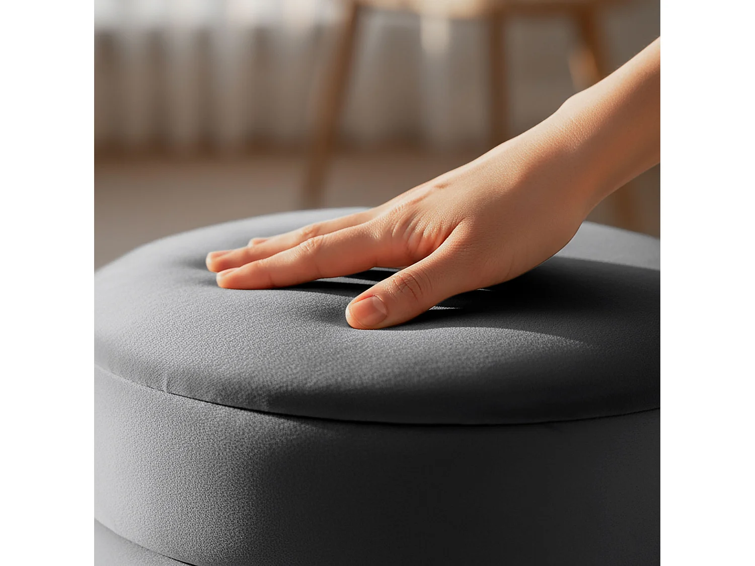 Tabouret rembourré en velours avec rangement 40 cm LUNA Gris Foncé