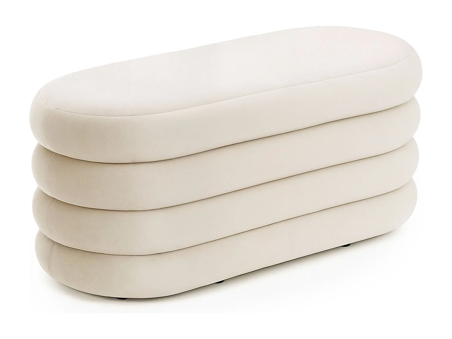 Samt-Sitzbank mit Stauraum 100 cm PUFFO Creme