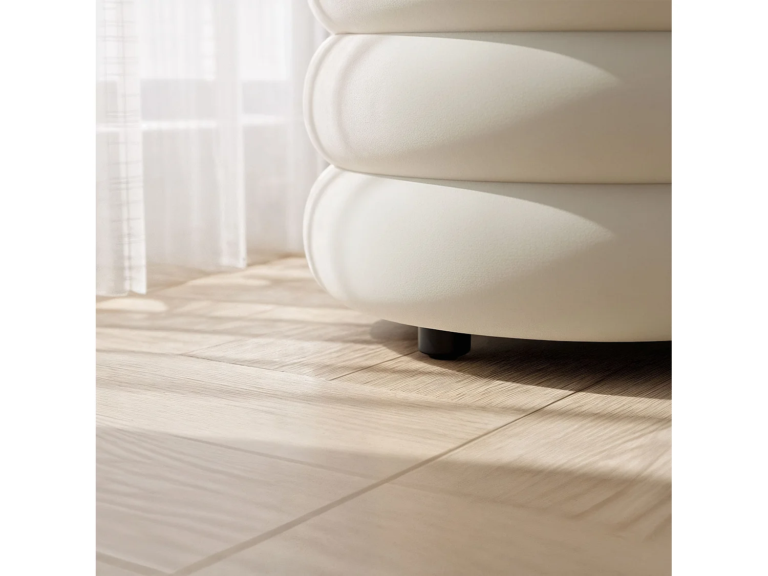 Samt-Sitzbank mit Stauraum 100 cm PUFFO Creme