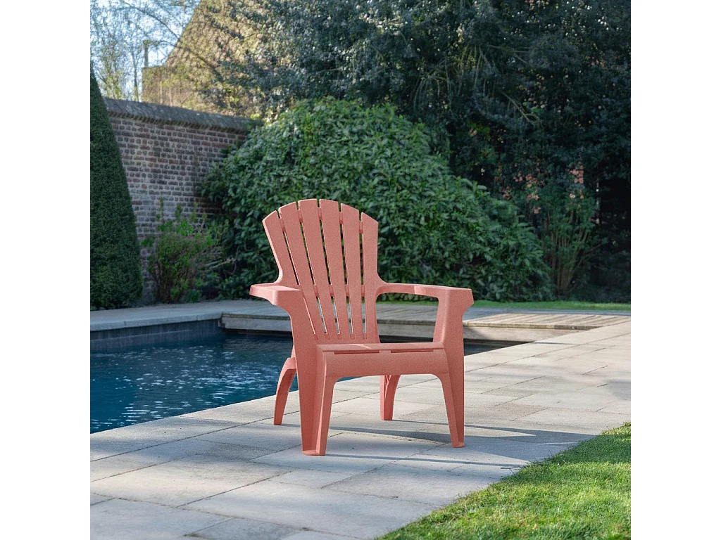 Lot de 2 Fauteuils Adirondack de jardin en résine empilables Terracotta