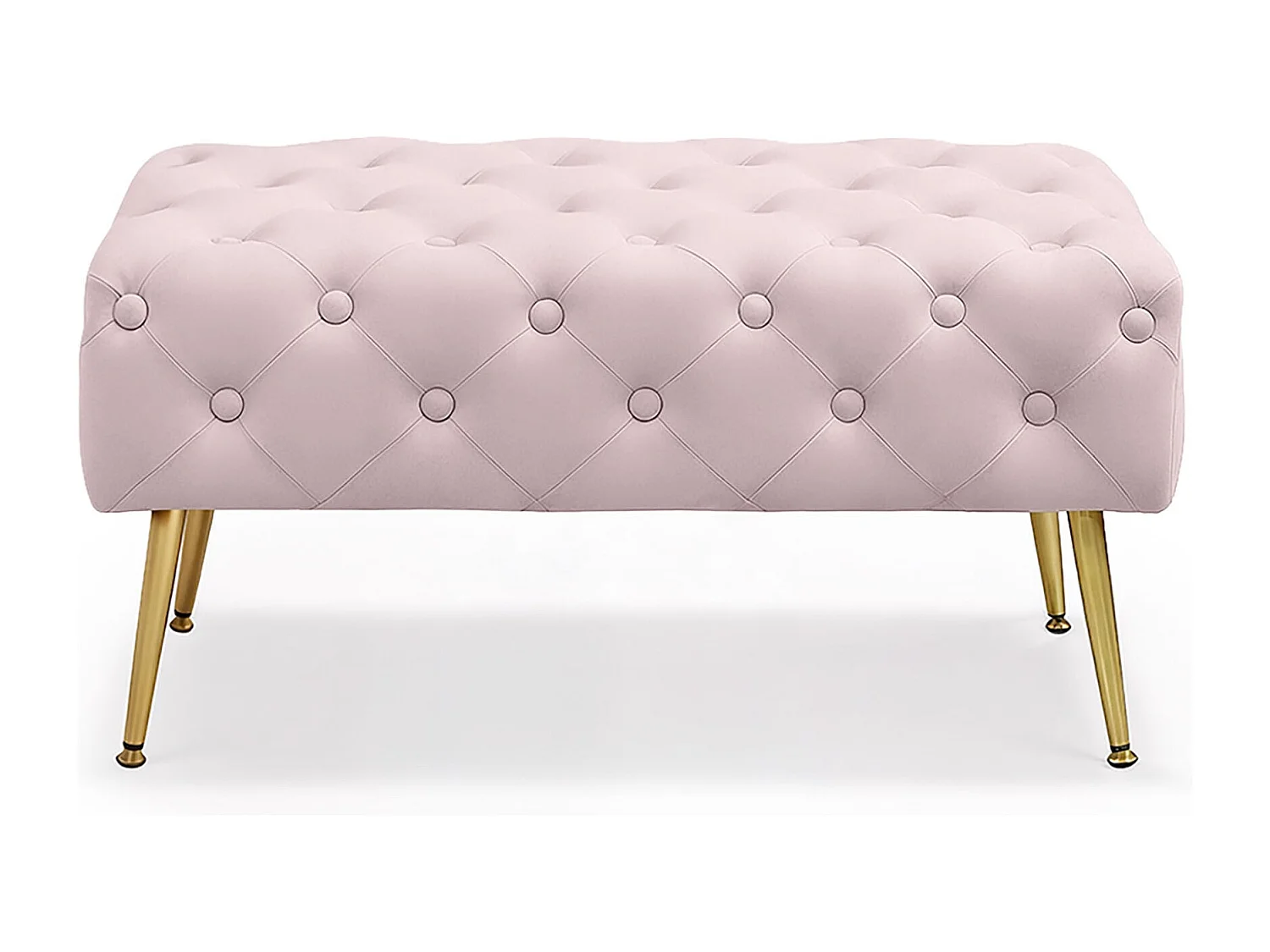 Bout de lit en velours capitonné 80 cm MADRID Rose Poudré