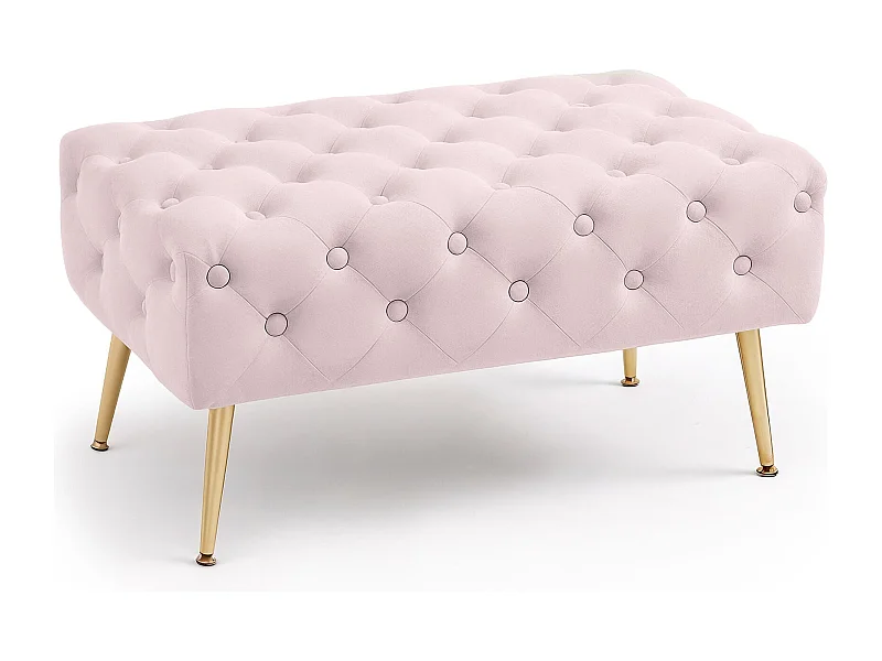 Bout de lit en velours capitonné 80 cm MADRID Rose Poudré