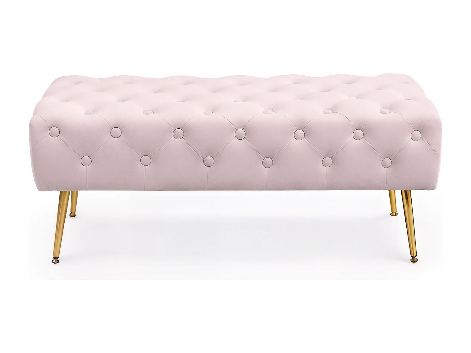 Bout de lit en velours capitonné 100 cm MONACO Rose Poudré
