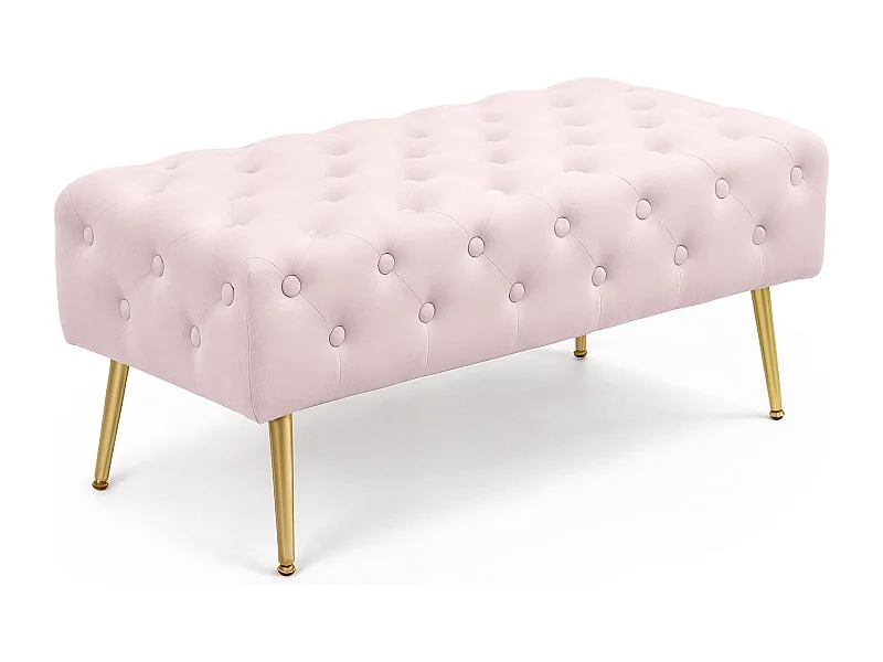 Bout de lit en velours capitonné 100 cm MONACO Rose Poudré