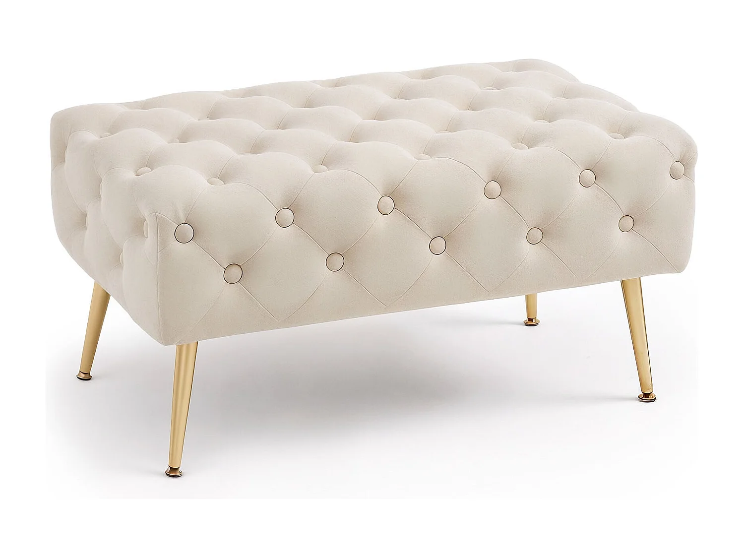 Bout de lit en velours capitonné 80 cm MADRID Beige