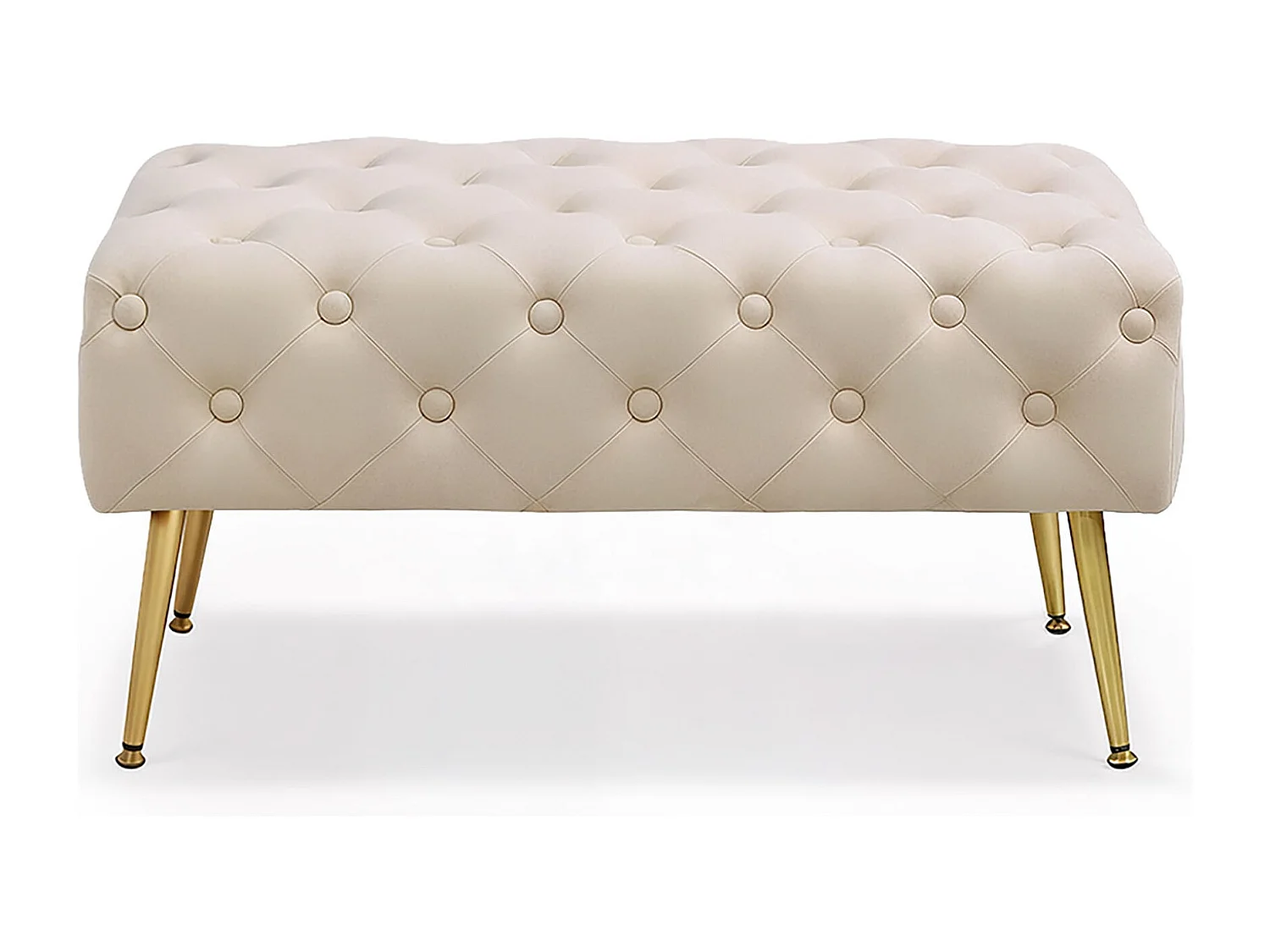 Bout de lit en velours capitonné 80 cm MADRID Beige