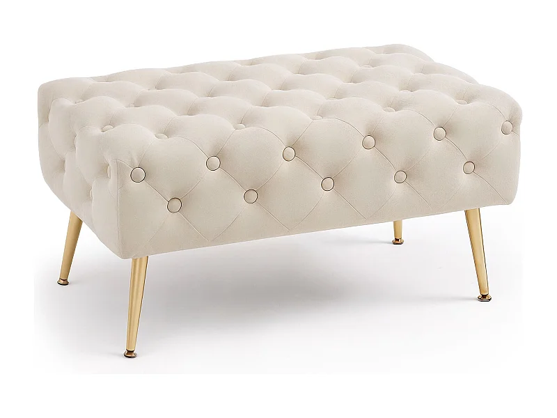 Polsterbank aus Samt gesteppt 80 cm MADRID Beige