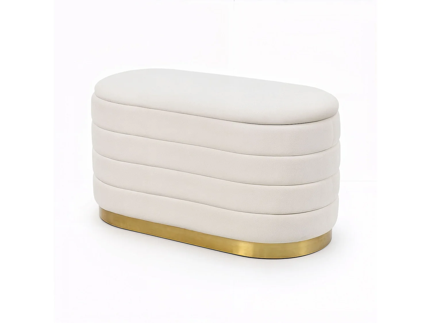 Banc en velours avec rangement 80 cm BELLA Crème