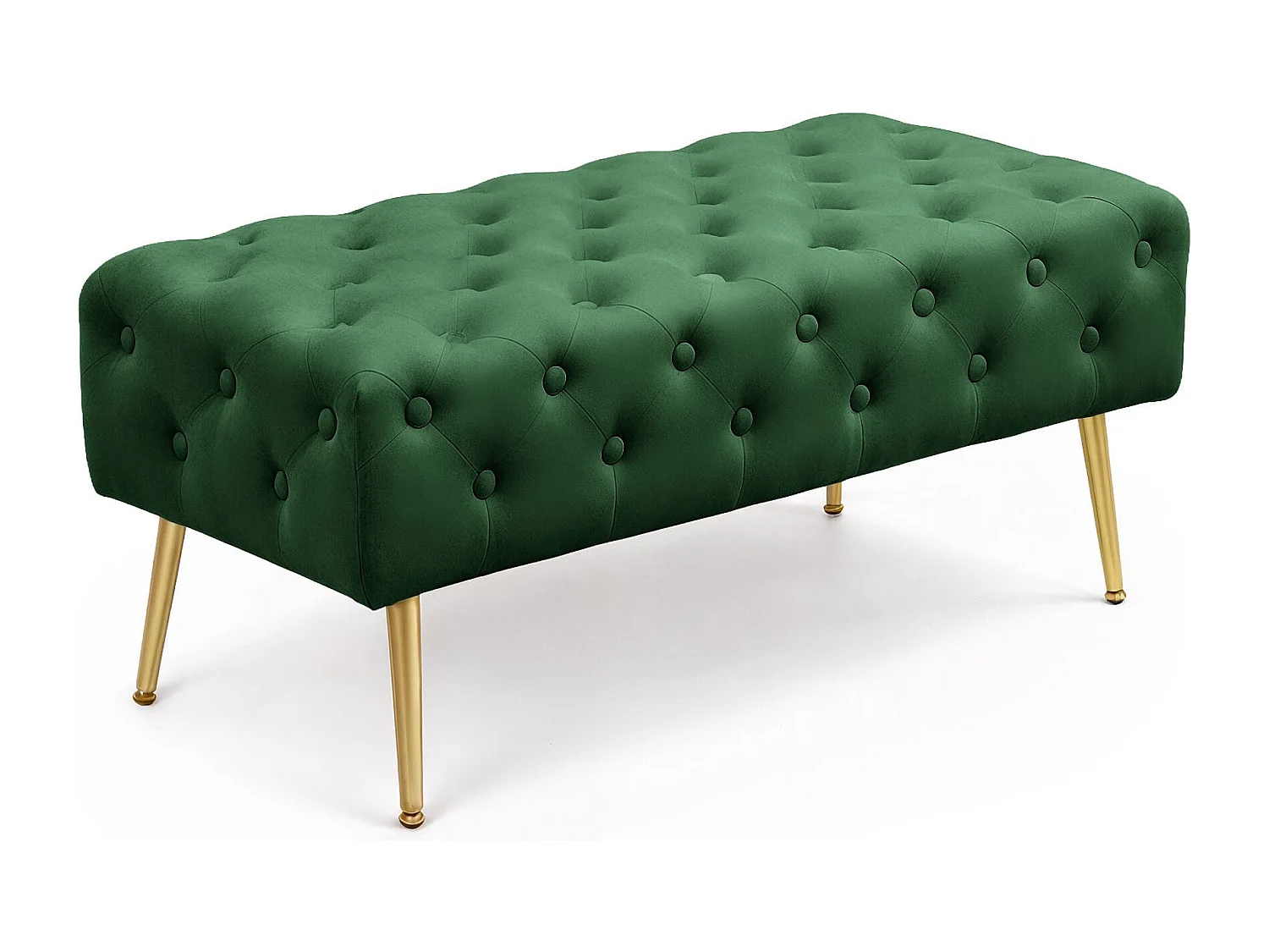 Bout de lit en velours capitonné MONACO 100 cm Vert Bouteille