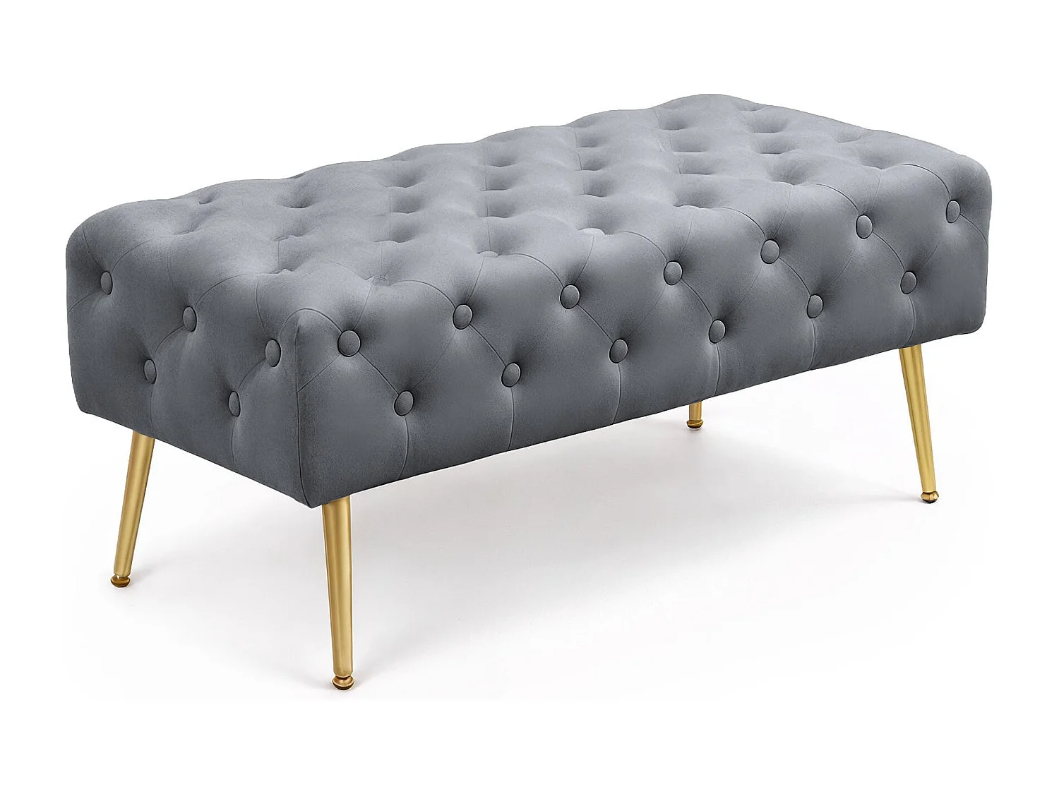 Bout de lit en velours capitonné 100 cm MONACO Gris Foncé