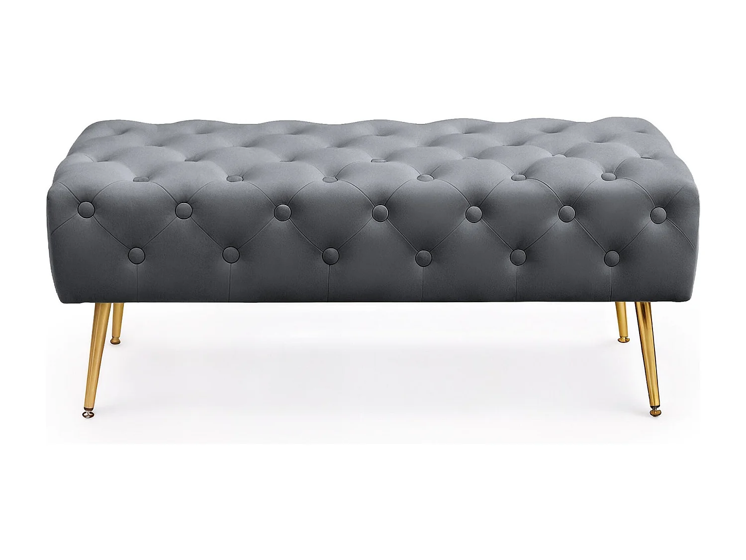 Bout de lit en velours capitonné 100 cm MONACO Gris Foncé