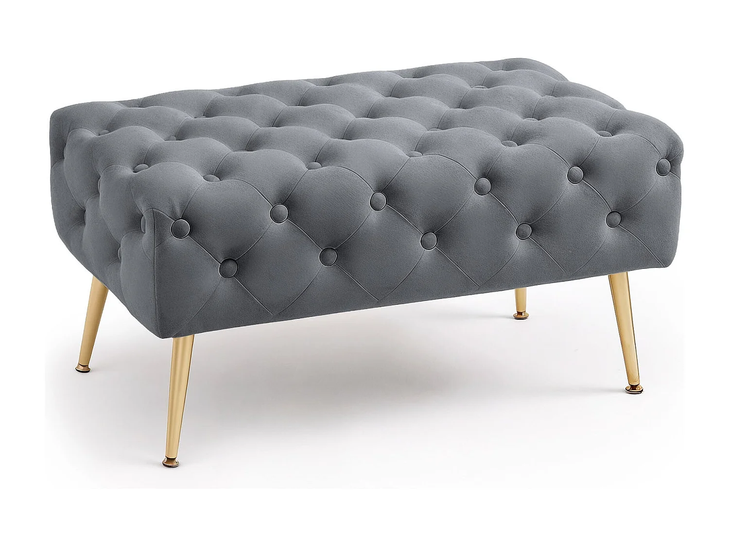 Bout de lit en velours capitonné 80 cm MADRID Gris Foncé