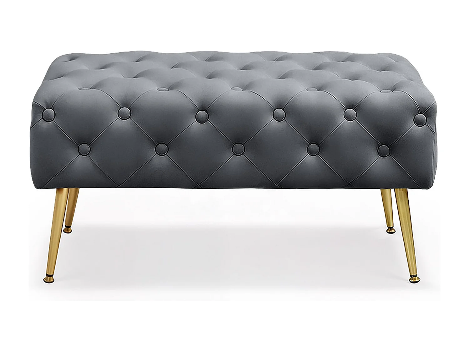 Bout de lit en velours capitonné 80 cm MADRID Gris Foncé