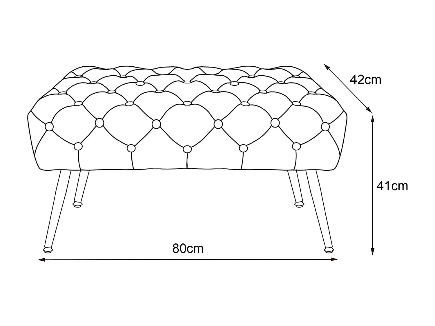 Bout de lit en velours capitonné 80 cm MADRID Gris Foncé