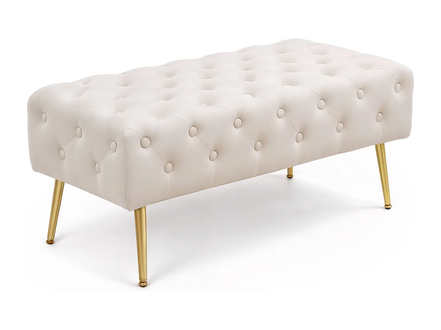 Bout de lit en velours capitonné MONACO 100 cm Beige