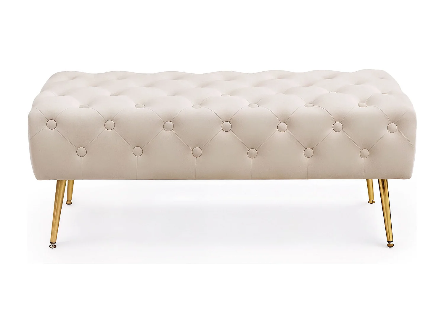 Bout de lit en velours capitonné MONACO 100 cm Beige