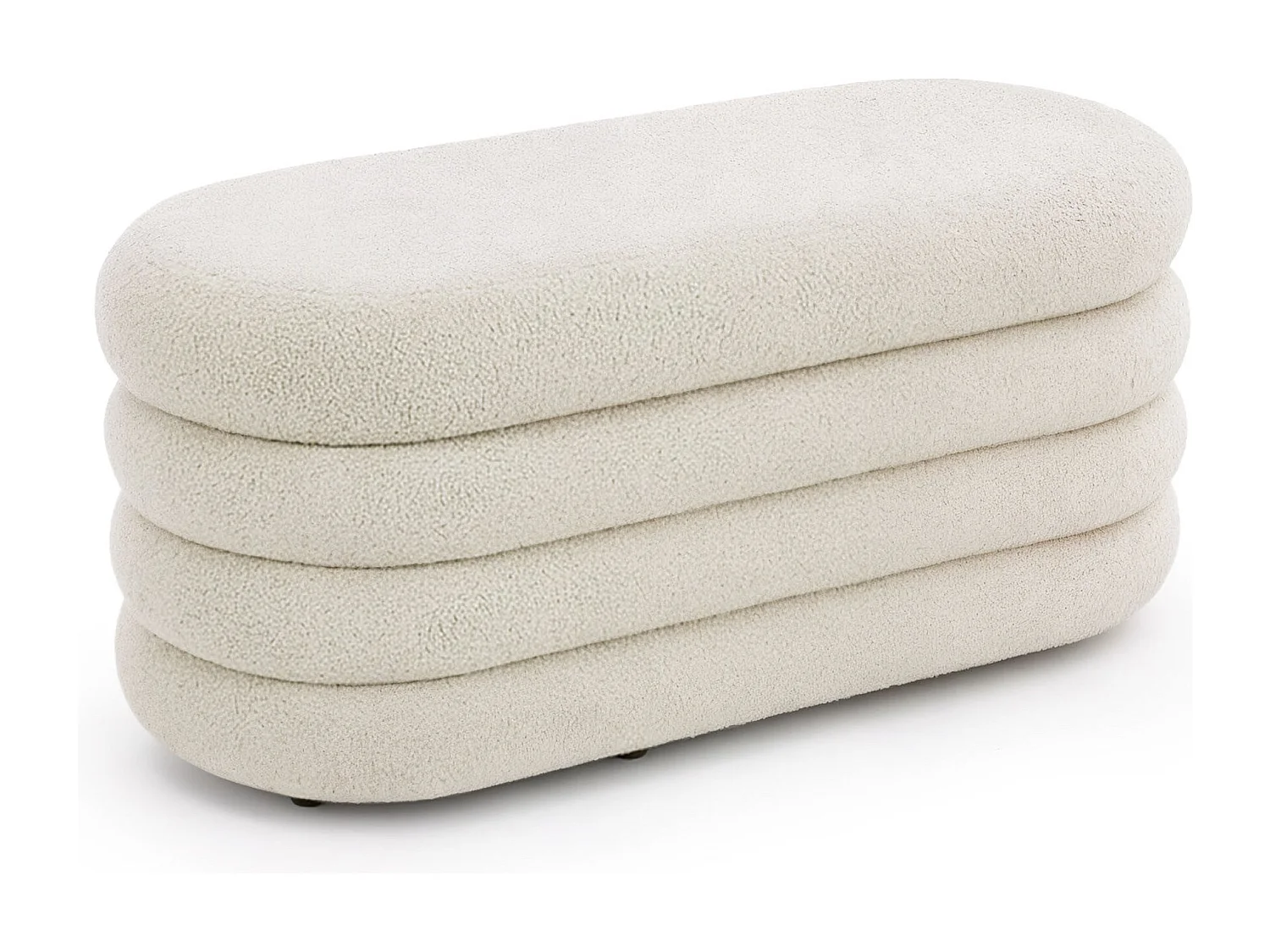 Banc en tissu teddy avec rangement 100 cm PUFFO Blanc Brumeux