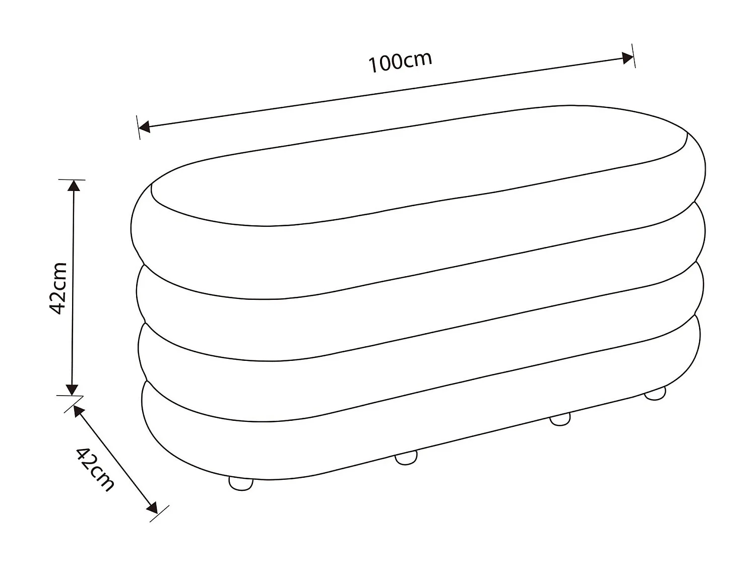 Banc en tissu teddy avec rangement 100 cm PUFFO Blanc Brumeux