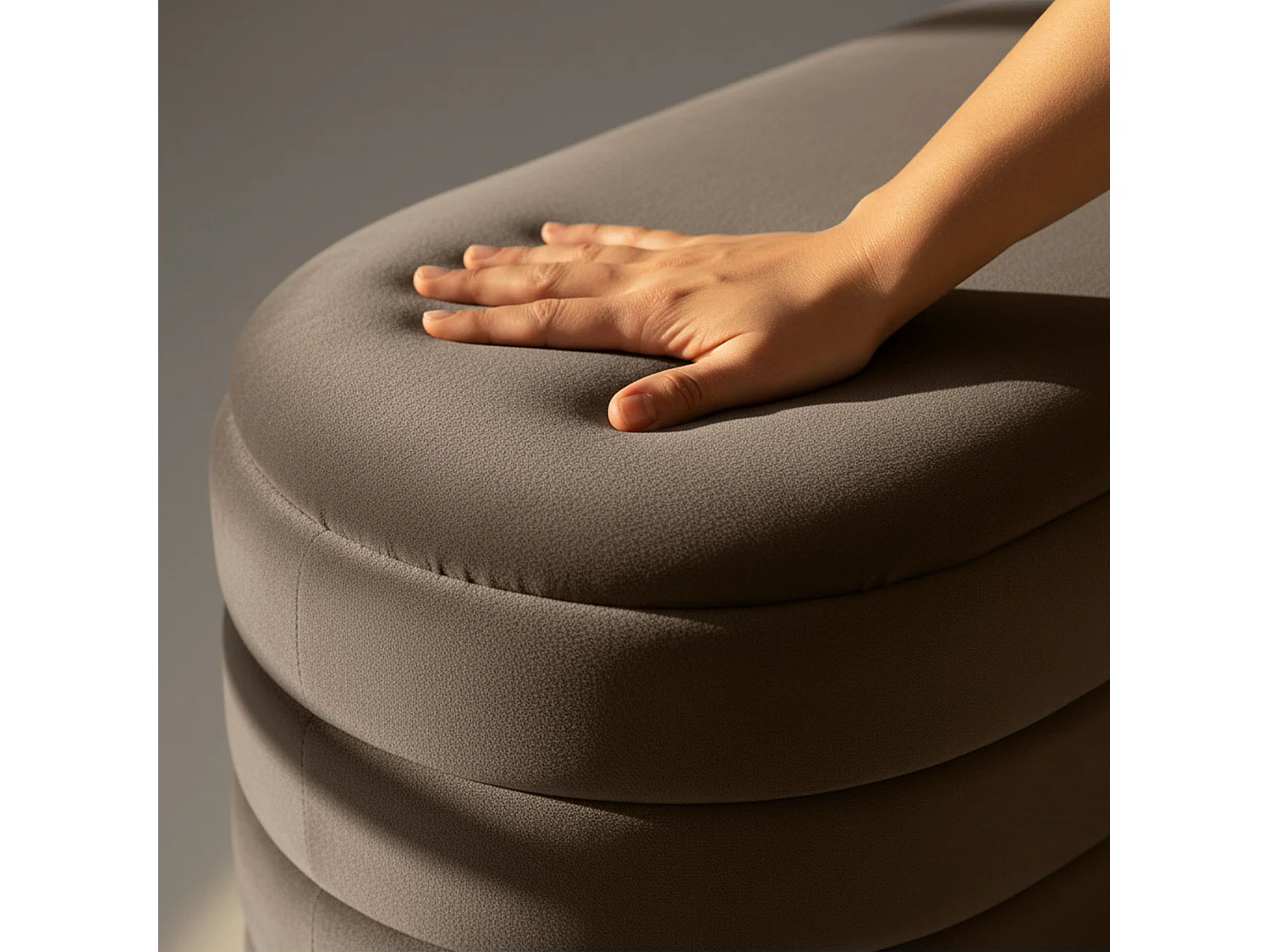 Samt-Sitzbank mit Stauraum 100 cm PUFFO Braun