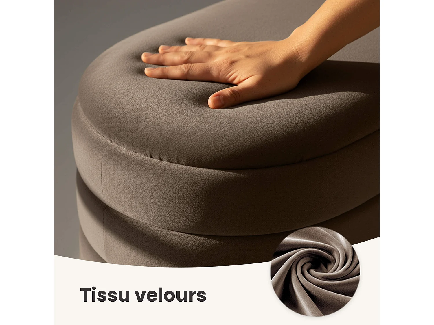 Samt-Sitzbank mit Stauraum 100 cm PUFFO Braun