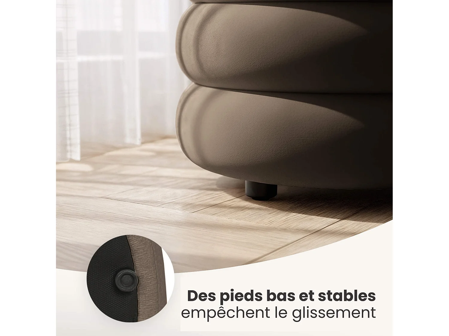 Samt-Sitzbank mit Stauraum 100 cm PUFFO Braun