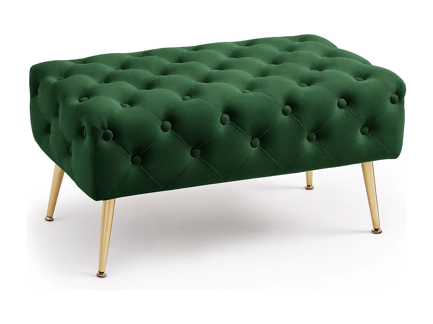 Bout de lit en velours capitonné 80 cm MADRID Vert Bouteille