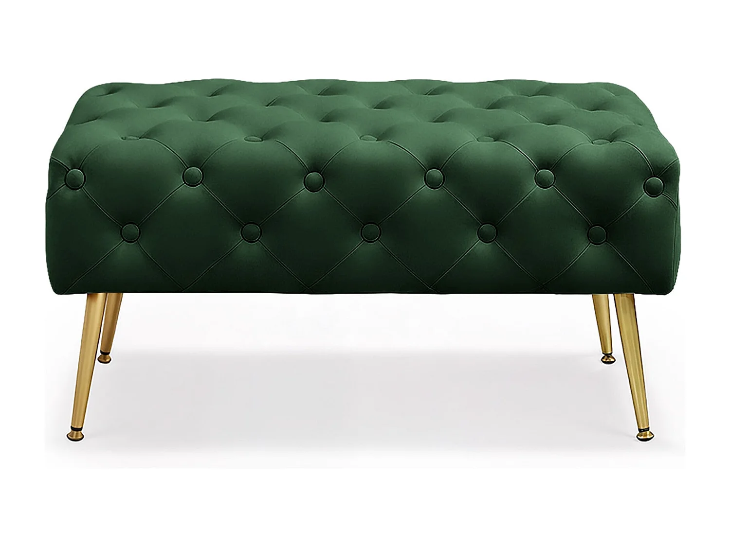 Bout de lit en velours capitonné 80 cm MADRID Vert Bouteille