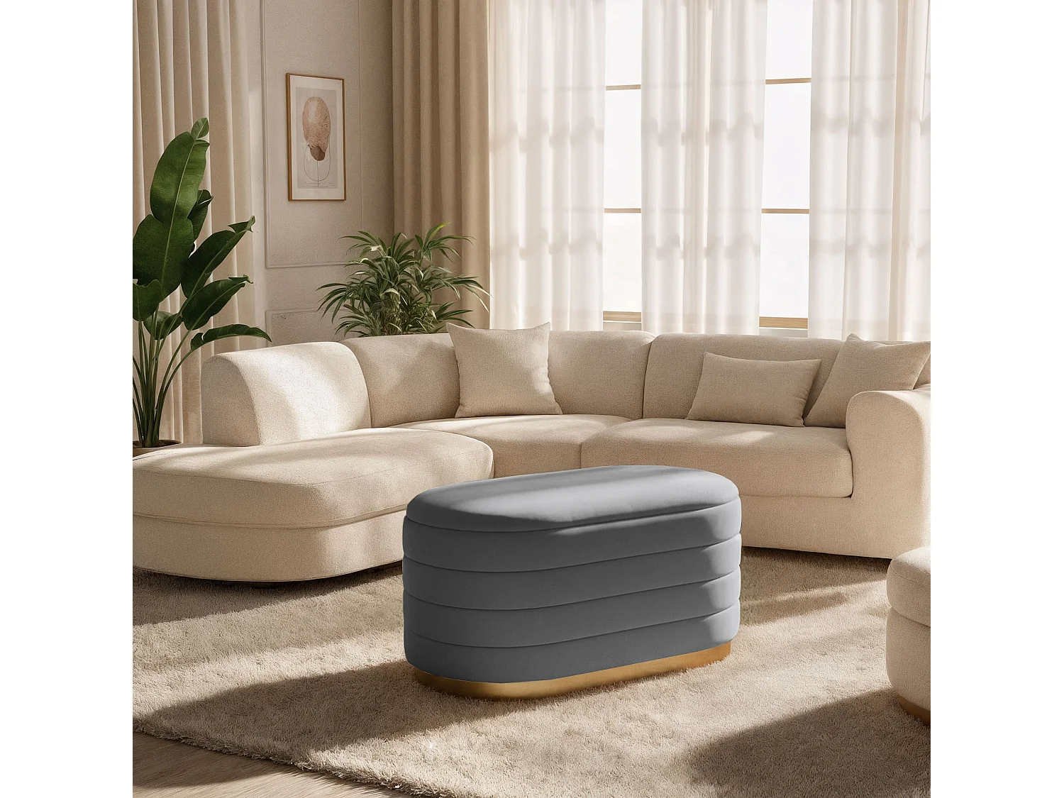 Ławka otwierana ze schowkiem welurowa 80 cm BELLA Grafit