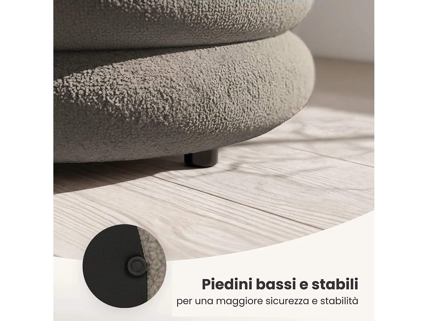 Banc en tissu teddy avec rangement 100 cm PUFFO Mocha