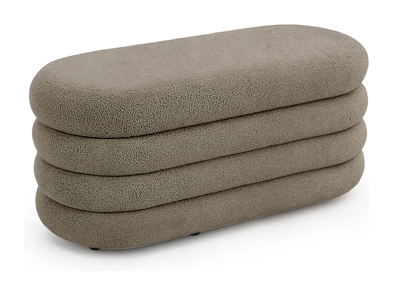 Bankje van Teddy Stof met Opbergruimte PUFFO 100 cm / Grote gestoffeerde Poef / Banken voor de Slaapkamer / Halbank / Kaptafelkruk / Mokka