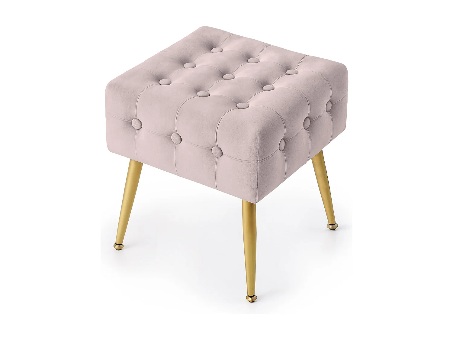 Tabouret rembourré en velours 40 cm QUADRA Rose Poudré