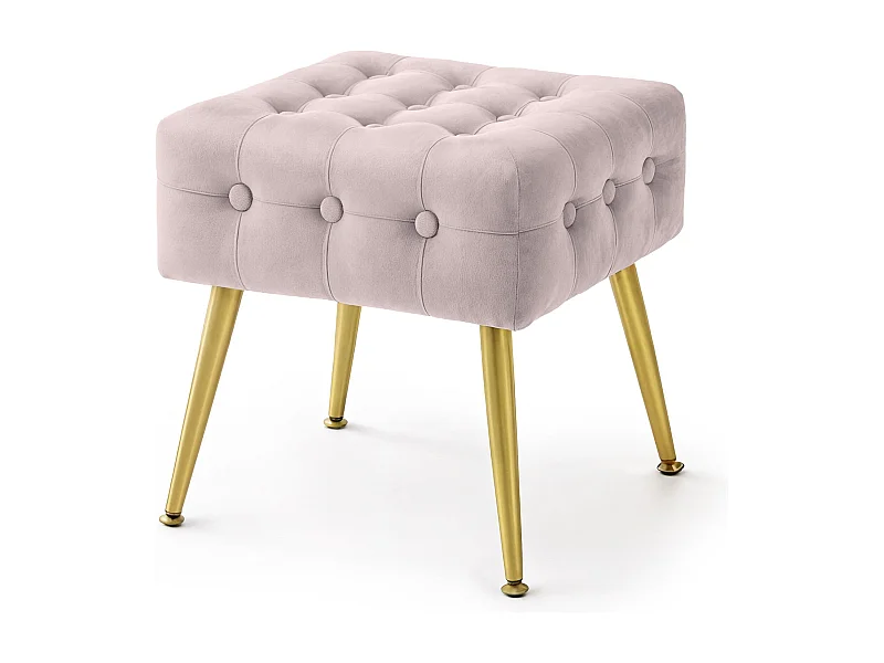 Tabouret rembourré en velours 40 cm QUADRA Rose Poudré